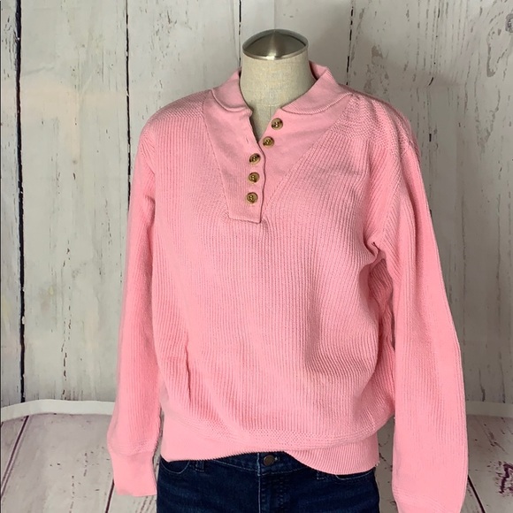 Vintage Sweaters - Vintage Early 90’s Pink Knit Sweater 1/4 Buttons